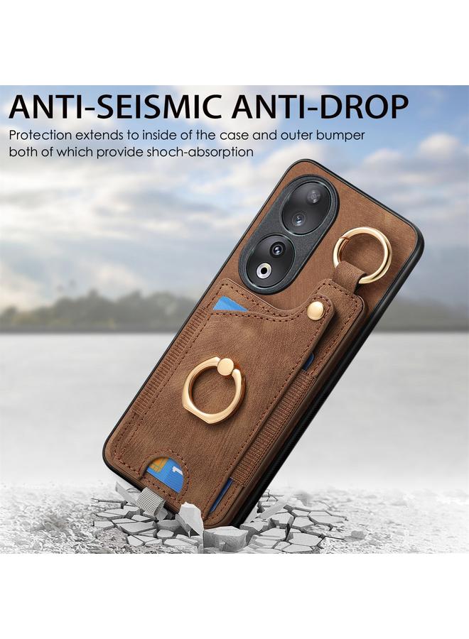 اس-توب جراب هاتف بتصميم حلقة وبطاقة بتصميم كلاسيكي لهاتف Honor 50 مع حلقة تعليق - Image 4