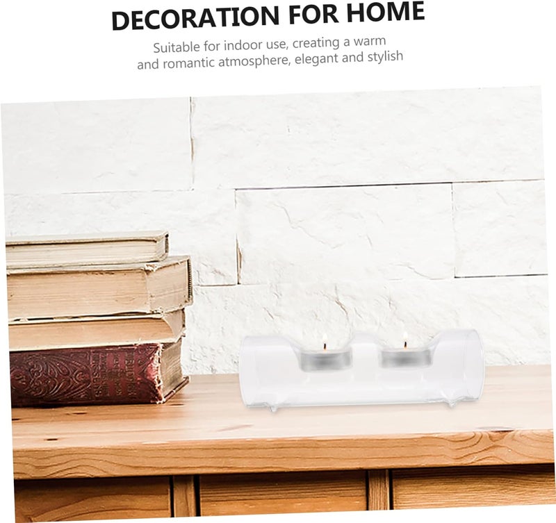 klarako 1pc Decorative for Table Transparent Spa Votive Stand Tubular Ceremony Glass Creative Desktop Candle Chunky Decoration Wedding Holder Cuboid Tealight Center Burner Candlestick - Image 4
