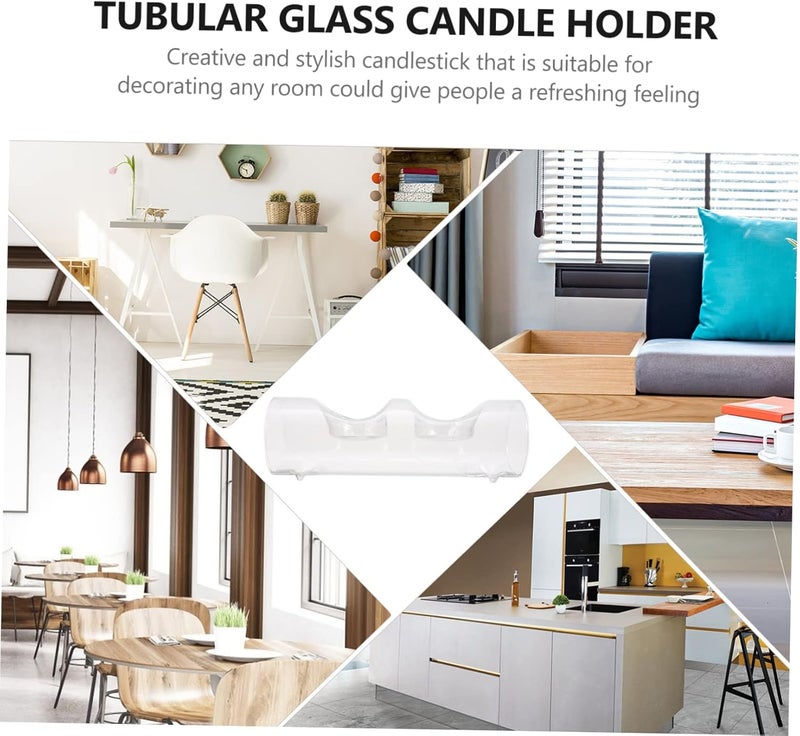 klarako 1pc Decorative for Table Transparent Spa Votive Stand Tubular Ceremony Glass Creative Desktop Candle Chunky Decoration Wedding Holder Cuboid Tealight Center Burner Candlestick - Image 2