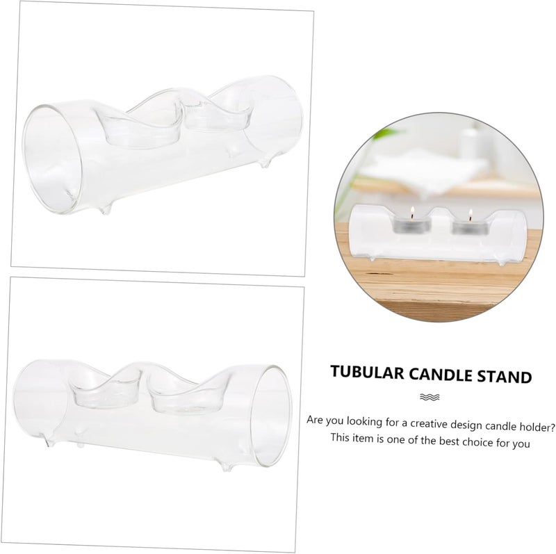 klarako 1pc Decorative for Table Transparent Spa Votive Stand Tubular Ceremony Glass Creative Desktop Candle Chunky Decoration Wedding Holder Cuboid Tealight Center Burner Candlestick - Image 5