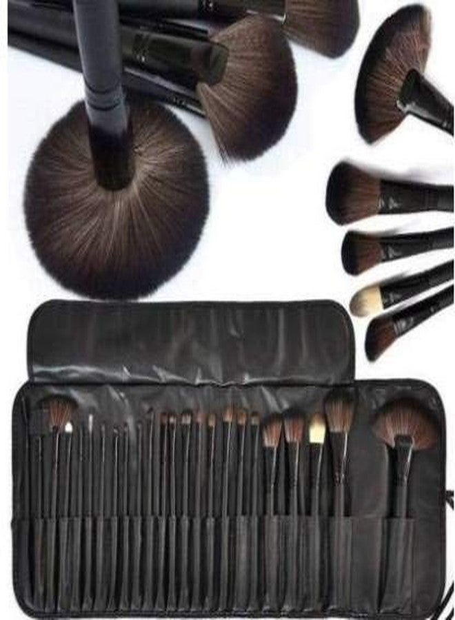 Glow it makeup brush set of 24 brushes with free pouch black colour - Image 1