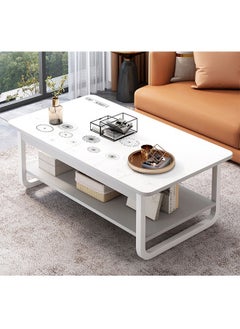 keke White Marble finish Top 2 Tier Modern Living Room Home Sofa Table 120 Cm  - Image 3
