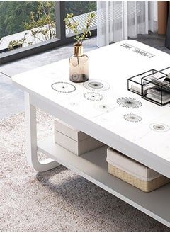 keke White Marble finish Top 2 Tier Modern Living Room Home Sofa Table 120 Cm  - Image 4