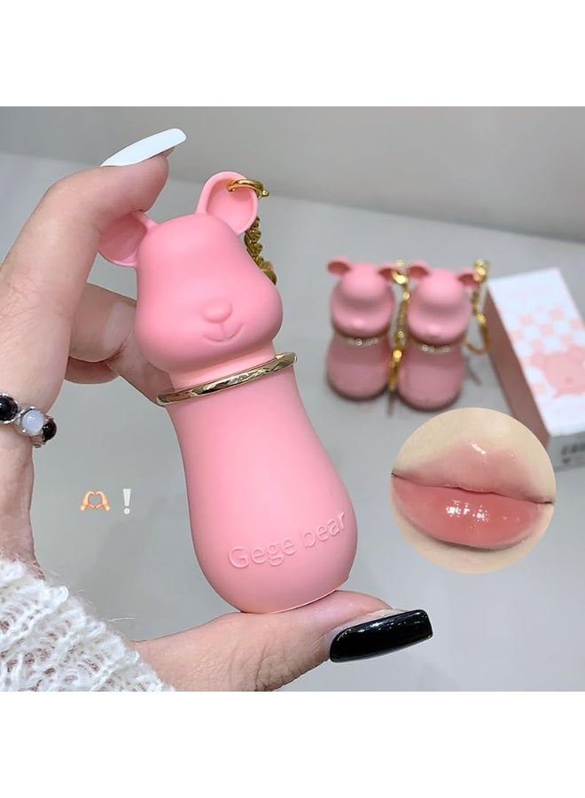 Gege Bear Sweetheart Bear Lip Balm | Brown Nude to Baby Pink | Cute Bear-Shaped Lipstick with Keychain | Glossy & Moisturizing Lip Balm for Daily Use | Cute 6 Combo Set for Women (01#Peach Flavor, 3.5g) - Image 4