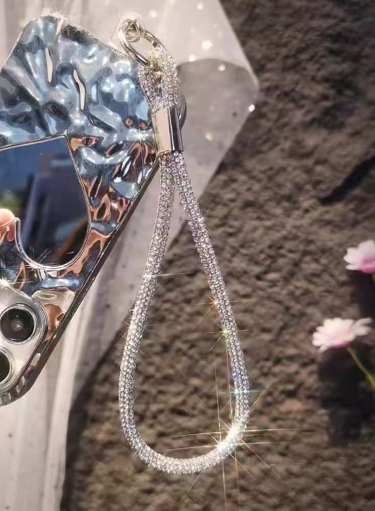 Lanyard, Phone Strap, Adjustable Phone Lanyard with glittering string, Phone Wrist Strap for Airpods, Phone case, Camera Wrist Strap, sliver