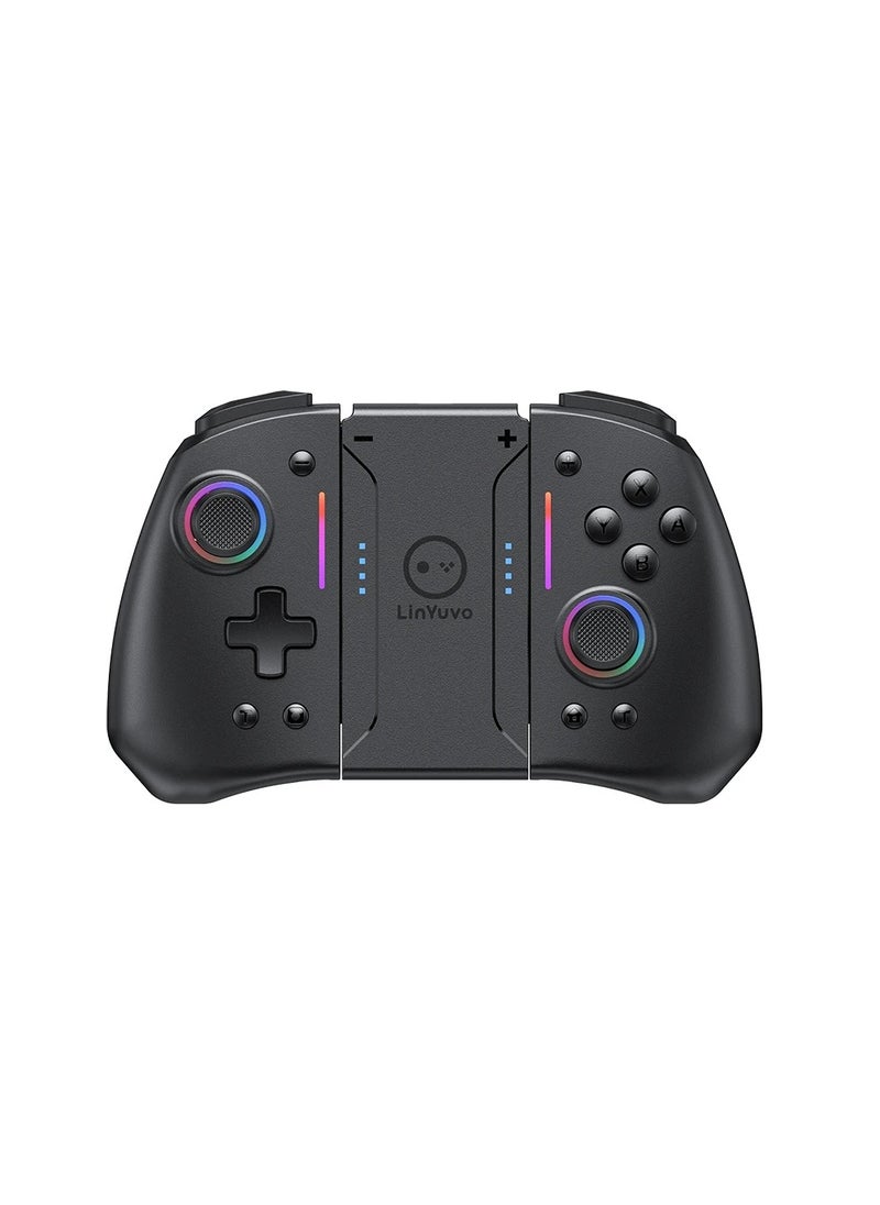 LinYuvo KS42 Meteor Light Wireless Joy-pad with 8 Color RGB Lights for Switch/Lite/OLED, with Programmable, Turbo u0026 Vibration(Black)  - Image 1