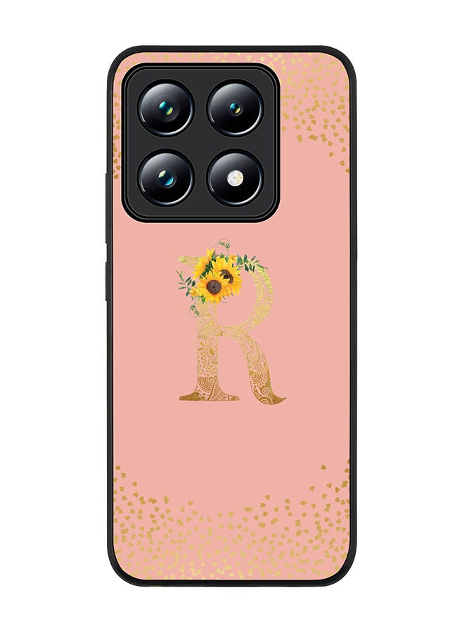 For Xiaomi 14T pro Case,Slim fit Camera Protection, Shockproof Thin Phone cover - Custom Floral Monogram - R (Rose Pink )