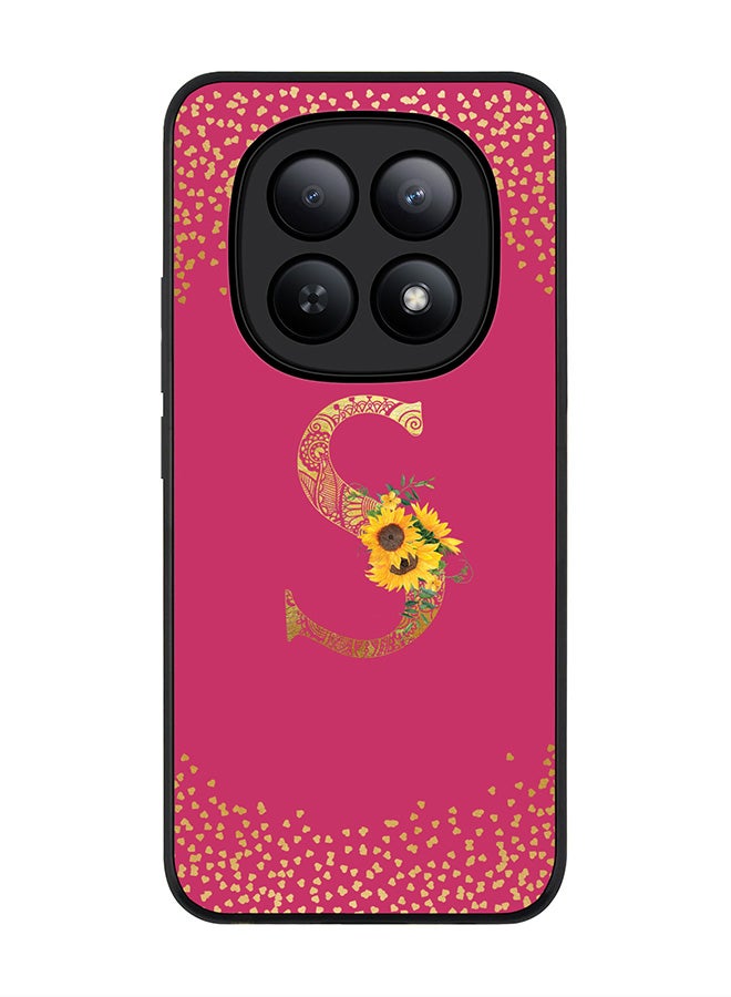 For Xiaomi Redmi Note 15 5G / Poco M8 Case,Slim fit Camera Protection, Shockproof Thin Phone cover  - Custom Floral Monogram - S ( Deep Pink )