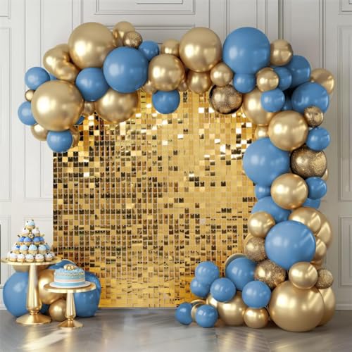 Kate Shimmer Wall Backdrop Light Gold Wall Panels 12Pcs Square Sequin Shimmer Wall Backdrop Decoration for Birthday PartyWedding Anniversary - Image 1