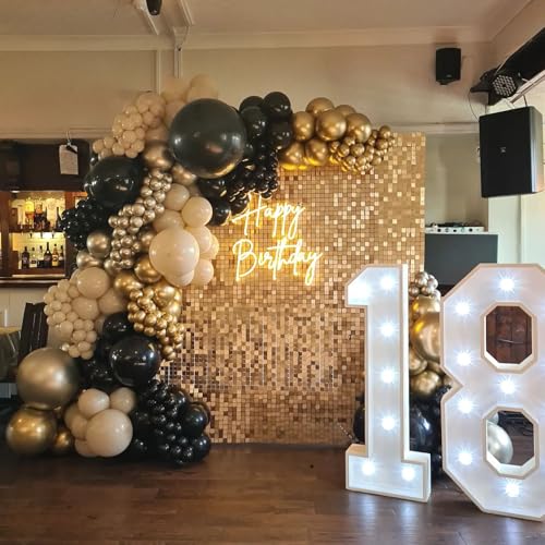 Kate Shimmer Wall Backdrop Light Gold Wall Panels 12Pcs Square Sequin Shimmer Wall Backdrop Decoration for Birthday PartyWedding Anniversary - Image 3
