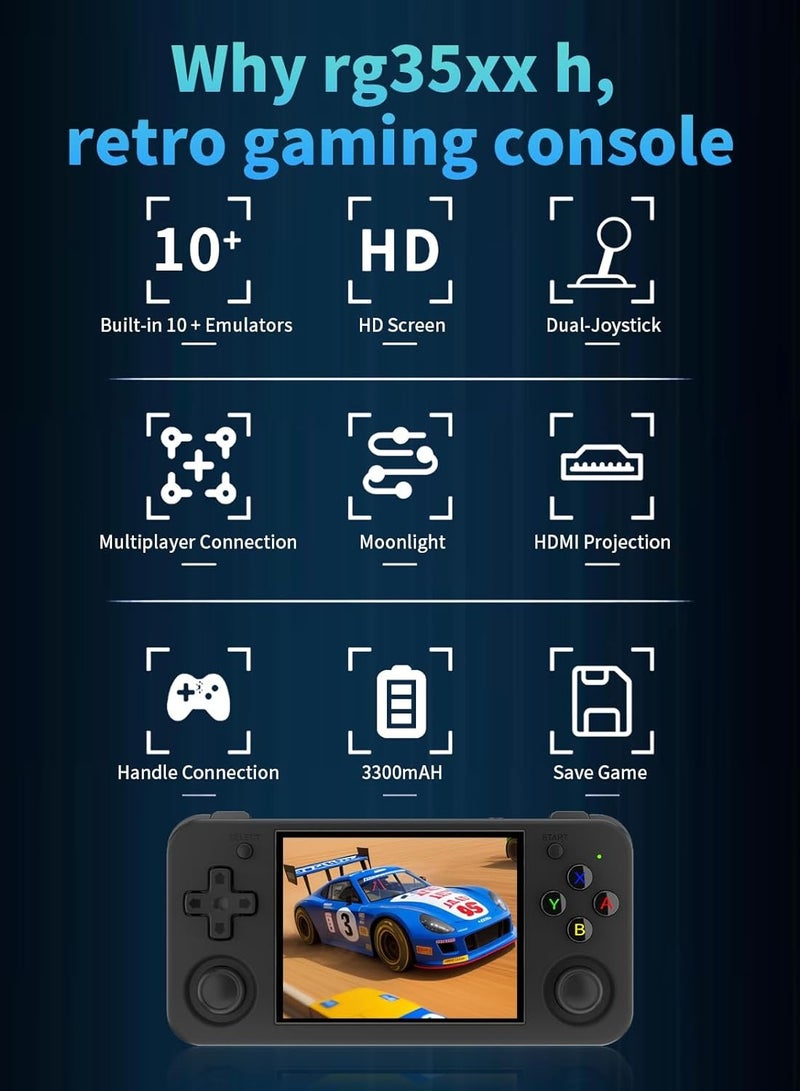 إيفرين وحدة تحكم ألعاب محمولة ريترو RG35XX H، شاشة IPS مقاس 3.5 بوصة، نظام Linux، بطاقة TF مدمجة 64 جيجابايت، 5528 لعبة، تدعم مخرج HDMI TV، واي فاي 5G، بلوتوث 4.2، لون أرجواني شفاف - Image 5