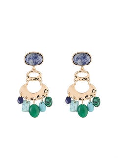 HaveDream High Quality And Exquisite Ladies New Gourd Shape Retro Semi-precious Stone Fashion Pendant Earrings - Blue/Green  - Image 1