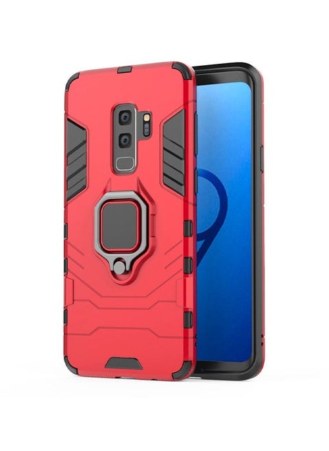 Samsung Galaxy S9plus/G9650 Case Dual Layer Protective Shockproof Hard Armor Cover with 360° Rotating Finger Ring Kickstand and Car Magnetic Mount for Galaxy S9plus/G9650 - Black/Red