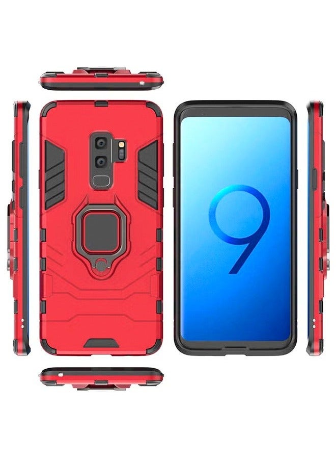 GKK - Samsung Galaxy S9plus/G9650 Case Dual Layer Protective Shockproof Hard Armor Cover with 360° Rotating Finger Ring Kickstand and Car Magnetic Mount for Galaxy S9plus/G9650 - Black/Red - Image 1