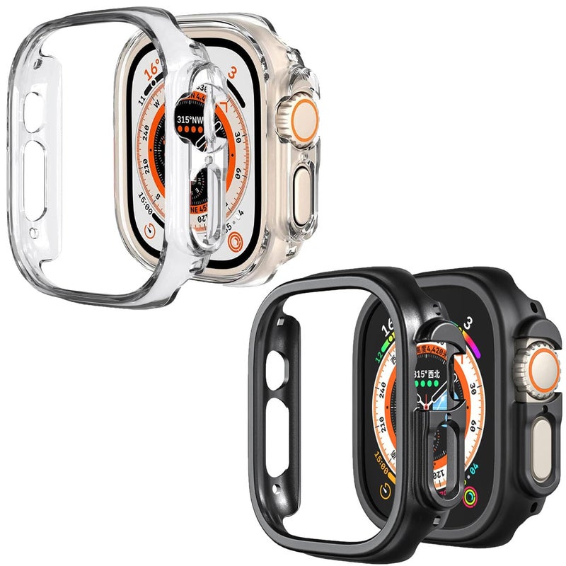 Yrzper Compatible with Apple Watch Ultra 321 49mm Hard PC Case Cover Impact Resistant Shockproof AllAround Edge Protective Bumper Cover BlackClear - Image 3