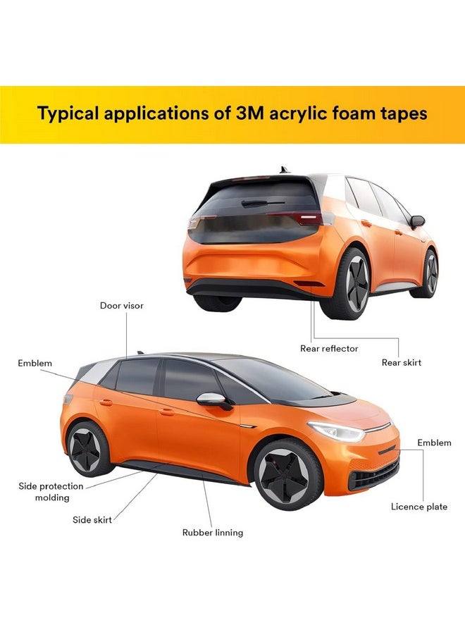 3M 3M Attachment Tape for Stronger Bonding, Interior & Exterior Use in Automotive Areas with Double Side Acrylic Foam Tape, Superior Adhesive, Versatile Use & Easy to Use (24mmX4m, Grey, Pack of 1)  - Image 5