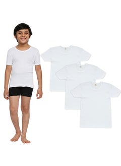 BYC BOY'S COTTON ROUND NECK UNDERSHIRT (PACK OF 3) - WHITE  - Image 1