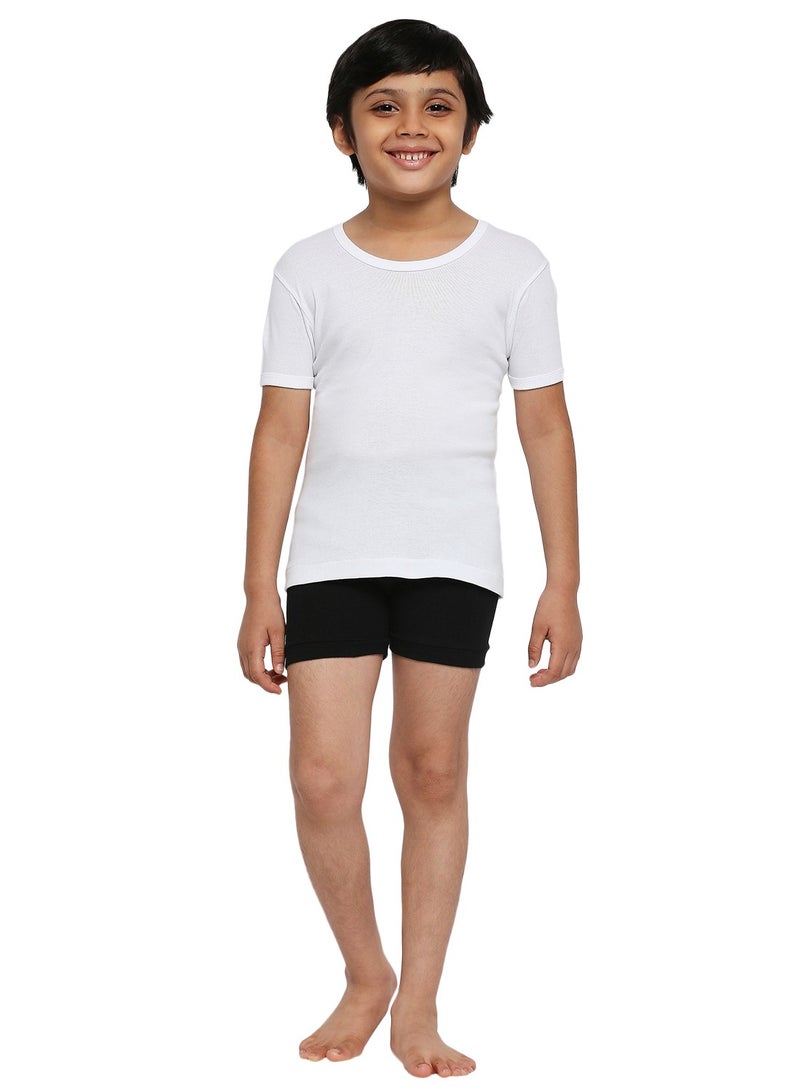BYC BOY'S COTTON ROUND NECK UNDERSHIRT (PACK OF 3) - WHITE  - Image 2