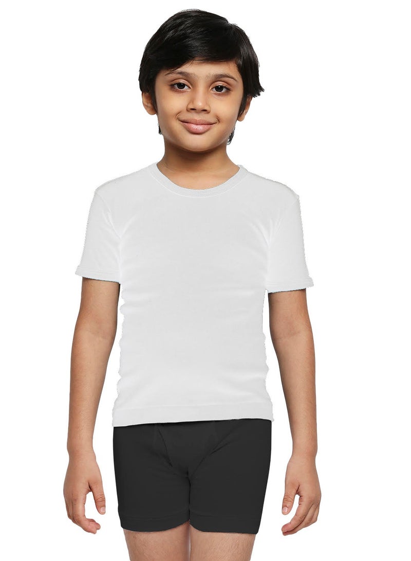 BYC BOY'S COTTON ROUND NECK UNDERSHIRT (PACK OF 3) - WHITE  - Image 3
