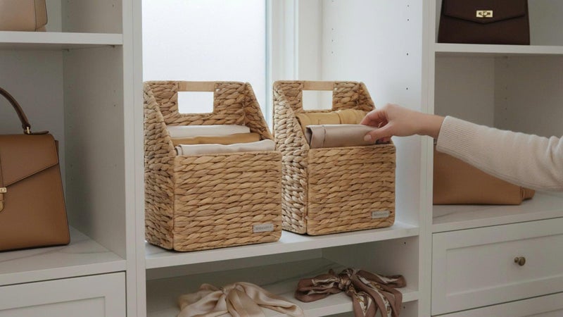 SIEUSALEVN Wicker Hanging Storage Basket (10,5"Lx6,5"Wx13"H), Set of 2 Wall Baskets, Water Hyacinth Baskets, Wall Decor Hyacinth Basket Hanging for Organizing Files, Mails, Books, Accessories - Image 3