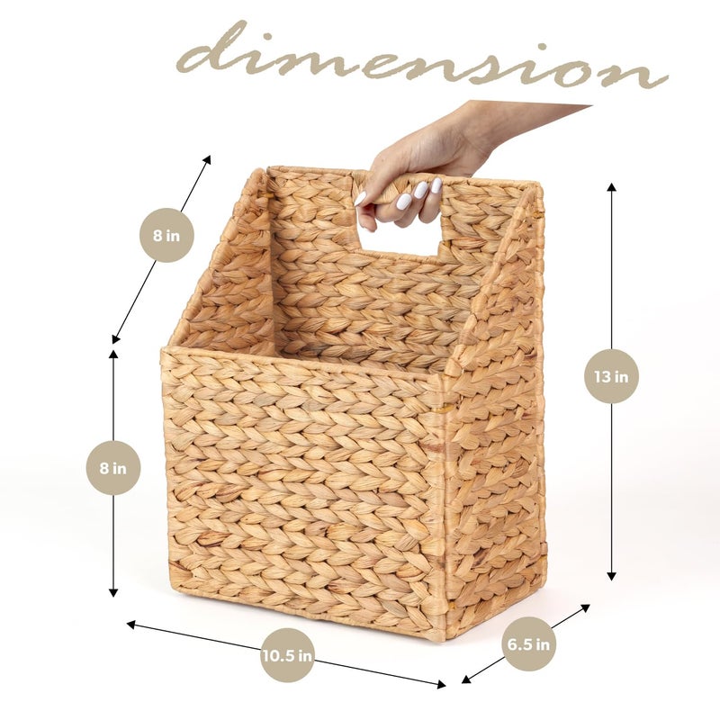 SIEUSALEVN Wicker Hanging Storage Basket (10,5"Lx6,5"Wx13"H), Set of 2 Wall Baskets, Water Hyacinth Baskets, Wall Decor Hyacinth Basket Hanging for Organizing Files, Mails, Books, Accessories - Image 4