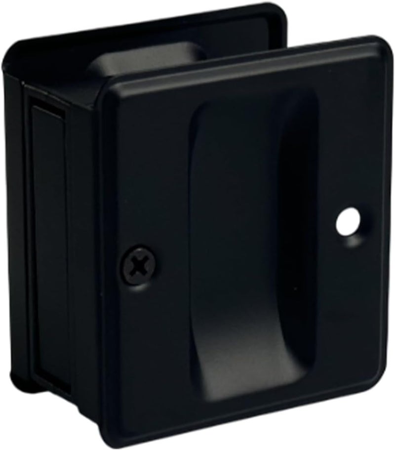 QCAA Solid Brass Sliding Pocket Passage Door Pull, Matte Black, Made in Taiwan, 1 Pack - Image 1