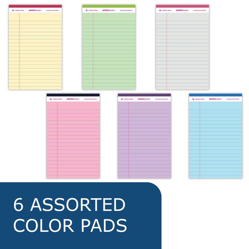 ROARING SPRING Enviroshades Recycled Mini Legal Pads, 6 Pack, 5" x 8" 50 Sheets, Assorted Colors - Image 4