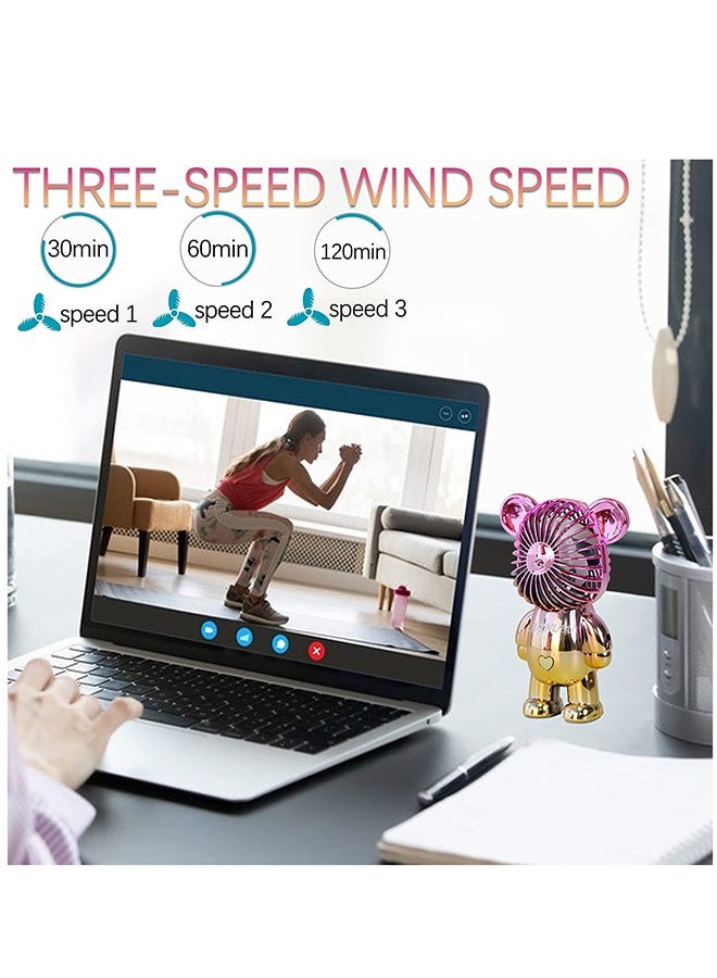 Handheld Mini Hand Held Fan With USB Rechargeable Battery, 3 Speed, Purple) - Image 5