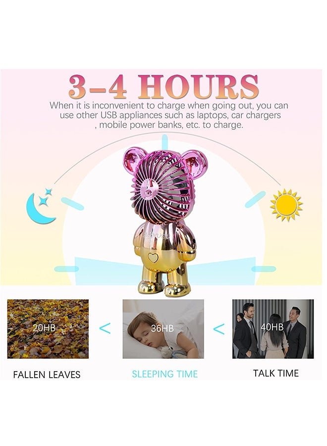 Handheld Mini Hand Held Fan With USB Rechargeable Battery, 3 Speed, Purple) - Image 4