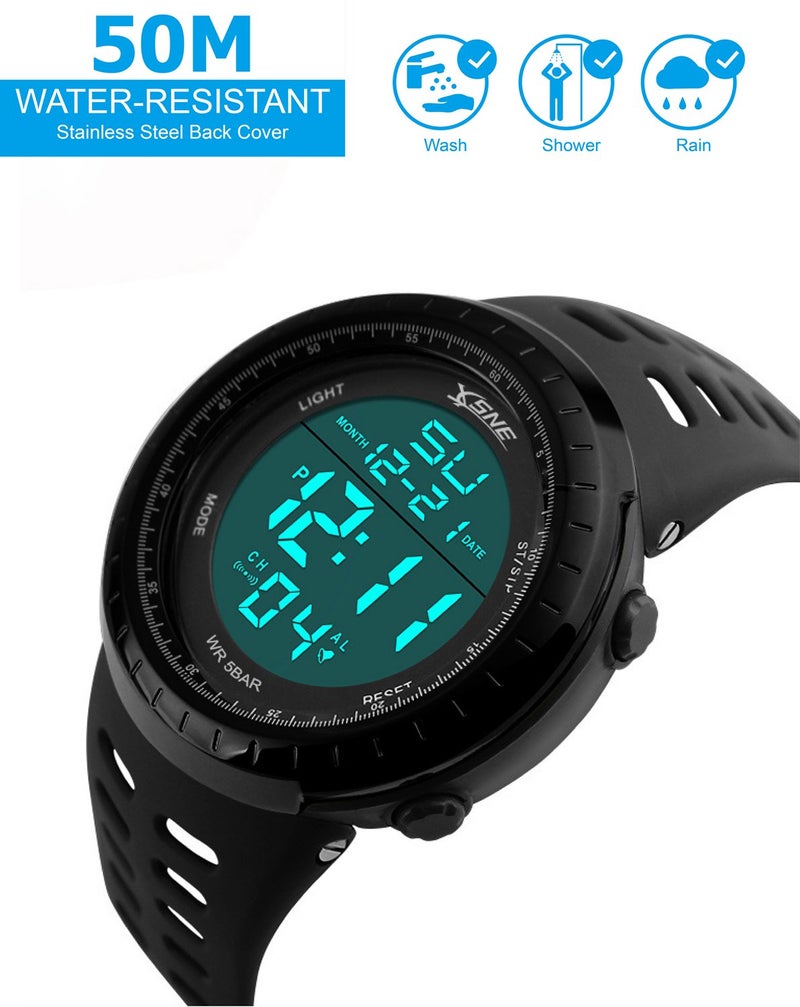 SNE Mens Digital Watch Sports Military Watches Waterproof Outdoor Chronograph Wrist Watches for Men with LED Back Ligh/Alarm/Date Simple Watch 1167 - Image 2