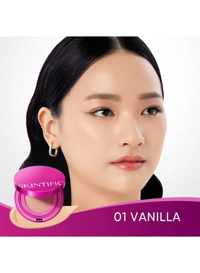 SKINTIFIC 01 vanilla cover Glow Perfect Cushion Foundation Full Coverage Instant glowing finish - Image 2