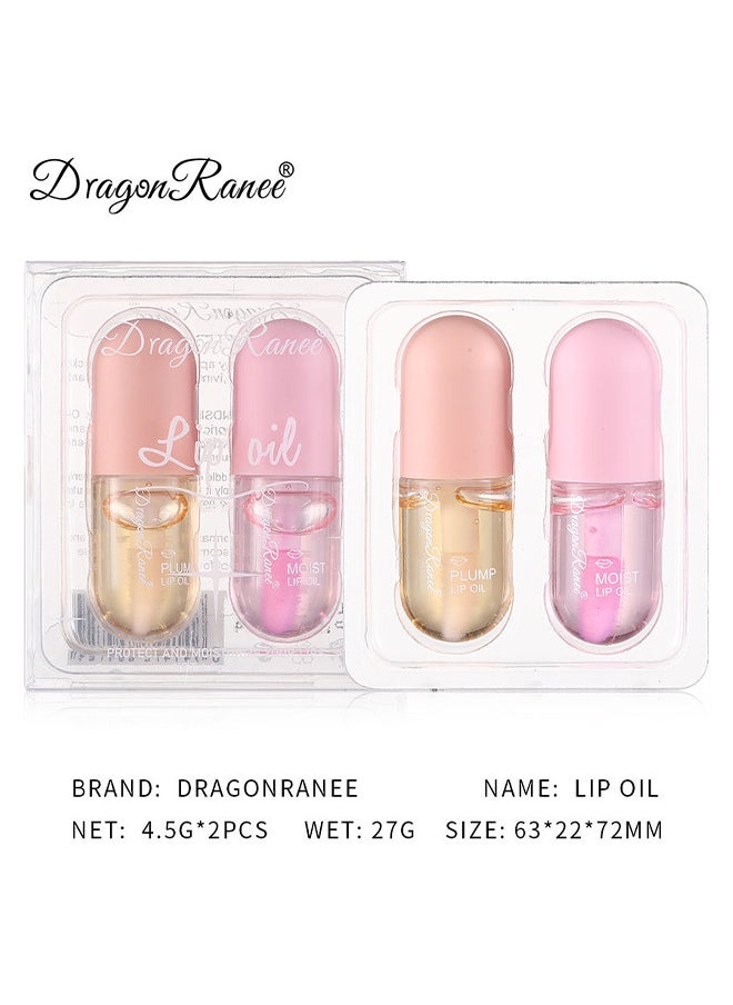 Plumping Lip Oil Set - Deeply Moisturizing And Reducing Lip Wrinkles - Lip Sleeping Mask - Lips Enhancer Filler For Dry Lips (Plump+Moisturizing)
