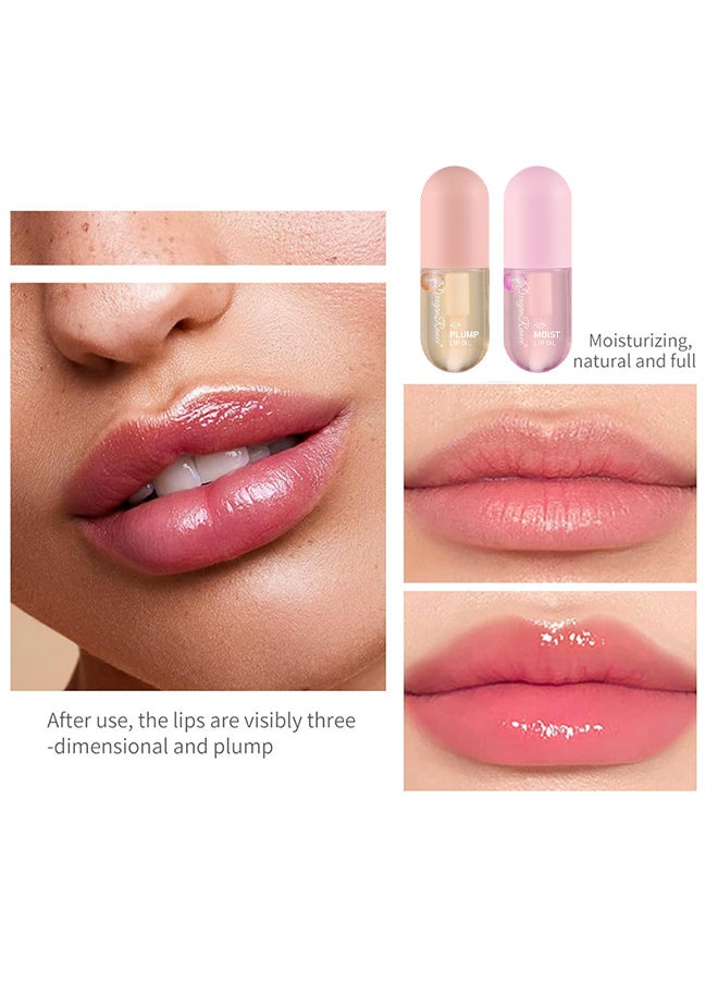 Plumping Lip Oil Set - Deeply Moisturizing And Reducing Lip Wrinkles - Lip Sleeping Mask - Lips Enhancer Filler For Dry Lips (Plump+Moisturizing)