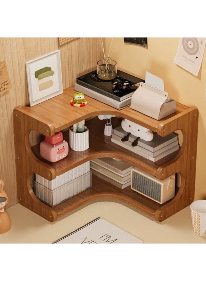 هيكسدريم رف زاوية من الخيزران، منظم زاوية لسطح المكتب، رف تخزين متعدد الطبقات لسهولة التنظيف، لتخزين النباتات والكتب والقرطاسية، رف مكتبي. - Image 2