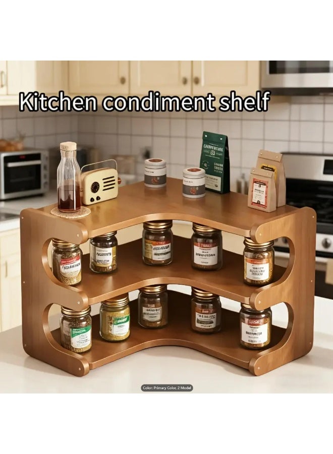 هيكسدريم رف زاوية من الخيزران، منظم زاوية لسطح المكتب، رف تخزين متعدد الطبقات لسهولة التنظيف، لتخزين النباتات والكتب والقرطاسية، رف مكتبي. - Image 3