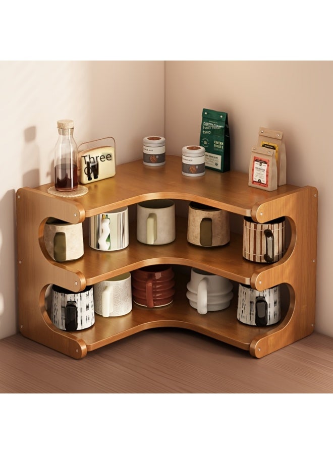 هيكسدريم رف زاوية من الخيزران، منظم زاوية لسطح المكتب، رف تخزين متعدد الطبقات لسهولة التنظيف، لتخزين النباتات والكتب والقرطاسية، رف مكتبي. - Image 1