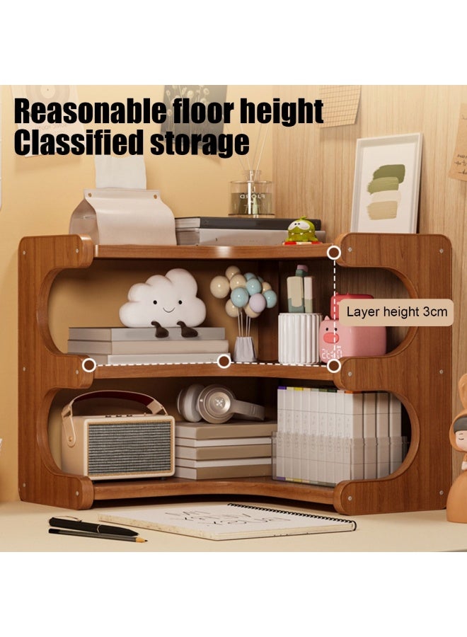 هيكسدريم رف زاوية من الخيزران، منظم زاوية لسطح المكتب، رف تخزين متعدد الطبقات لسهولة التنظيف، لتخزين النباتات والكتب والقرطاسية، رف مكتبي. - Image 4