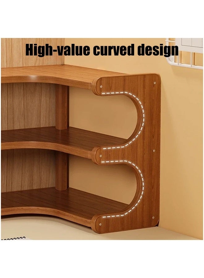 هيكسدريم رف زاوية من الخيزران، منظم زاوية لسطح المكتب، رف تخزين متعدد الطبقات لسهولة التنظيف، لتخزين النباتات والكتب والقرطاسية، رف مكتبي. - Image 5