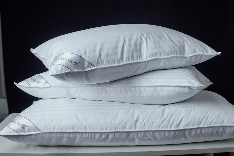 Eastwarmth وسادة ناعمة من زغب وريش الإوز، وسادة واحدة، ��طن 100%، وسادة سرير داعمة، لون أبيض مخطط، مقاس قياسي 20x26 بوصة. - Image 5