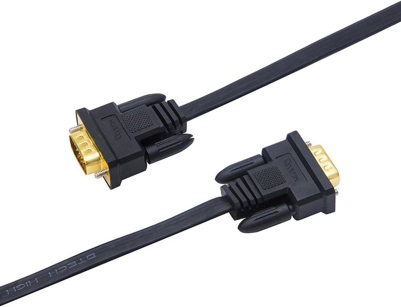 DTECH Ultra Thin Flat Type Computer Monitor 10m VGA Cable Standard 15 Pin Male to Male Connector SVGA Wire - Black - Image 3