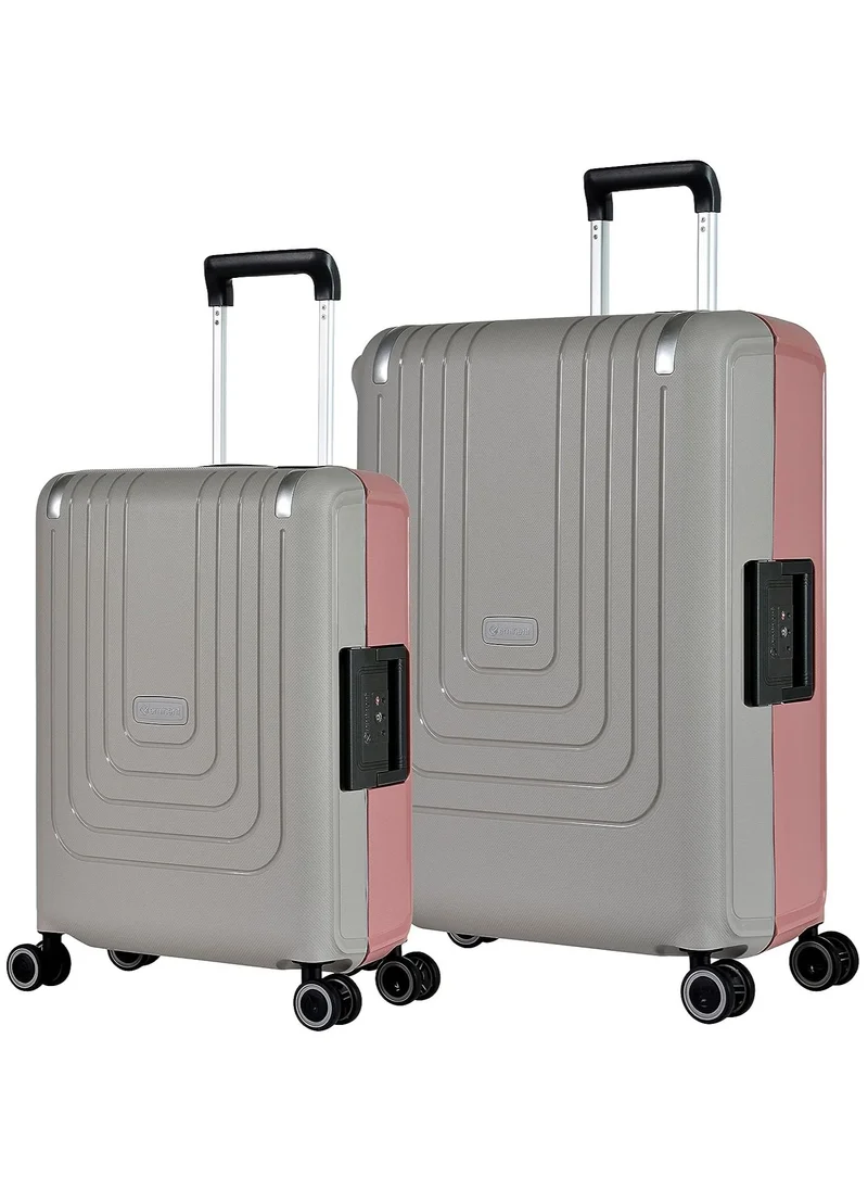 إيمينينت Vertica Hard Case Trolley Luggage Set of 2 Polypropylene Lightweight 4 Quiet Double Spinner Wheels With TSA Lock B0006M GrayPink