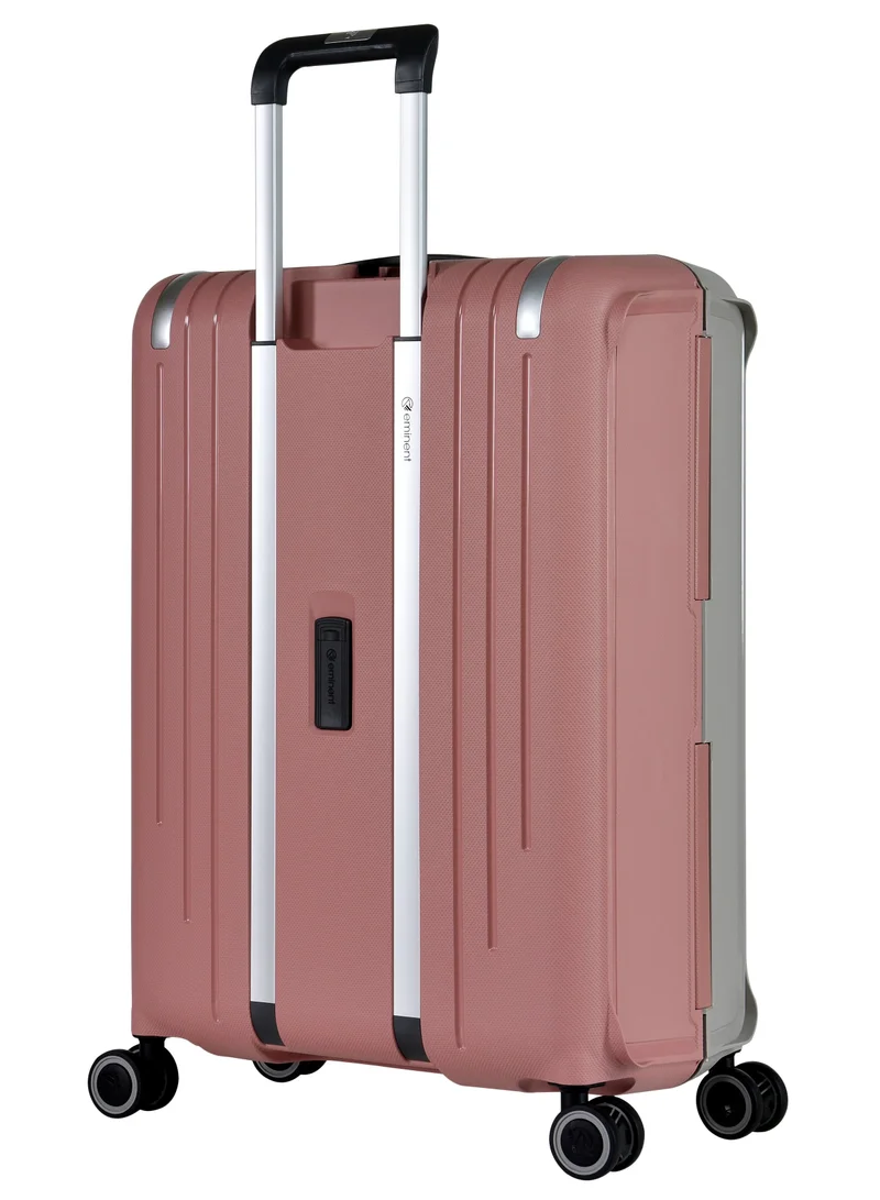 eminent Vertica Hard Case Trolley Luggage Set of 2 Polypropylene Lightweight 4 Quiet Double Spinner Wheels With TSA Lock B0006M GrayPink