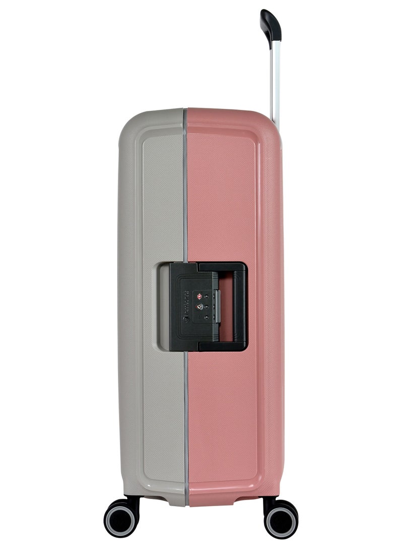 إيمينينت حقيبة سفر ترولي فيرتيكا صلبة قطعتين بولي بروبلين خفيفة بعجلات دوارة مزدوجة هادئة وقفل  رمادي وردي - Image 4