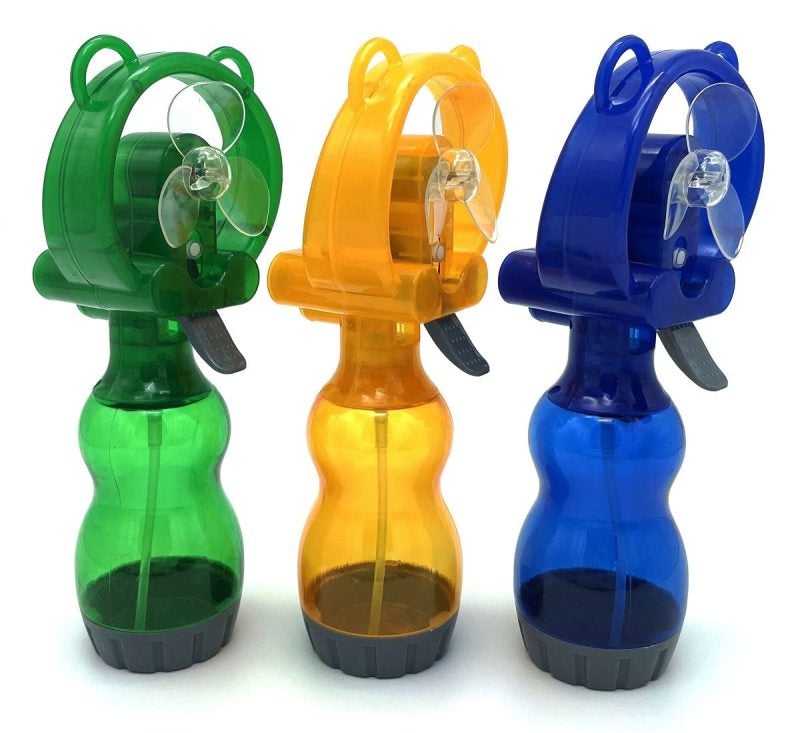 Handheld Misting Fan 95x70x265mm PVC Portable Battery Powered - Water Spray Cooling With 300ml Capacity For Outdoor Travel Blue Green Yellow - Image 1
