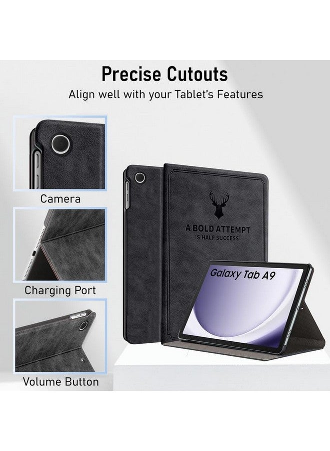 Robustrion Cover for Samsung Galaxy Tab A9 Cover Case 8.7 inch, Deer Pattern Flip Stand Cover Case for Samsung Galaxy Tab A9 Tablet Cover [SM-X110/X115/X117] - Black - Image 5