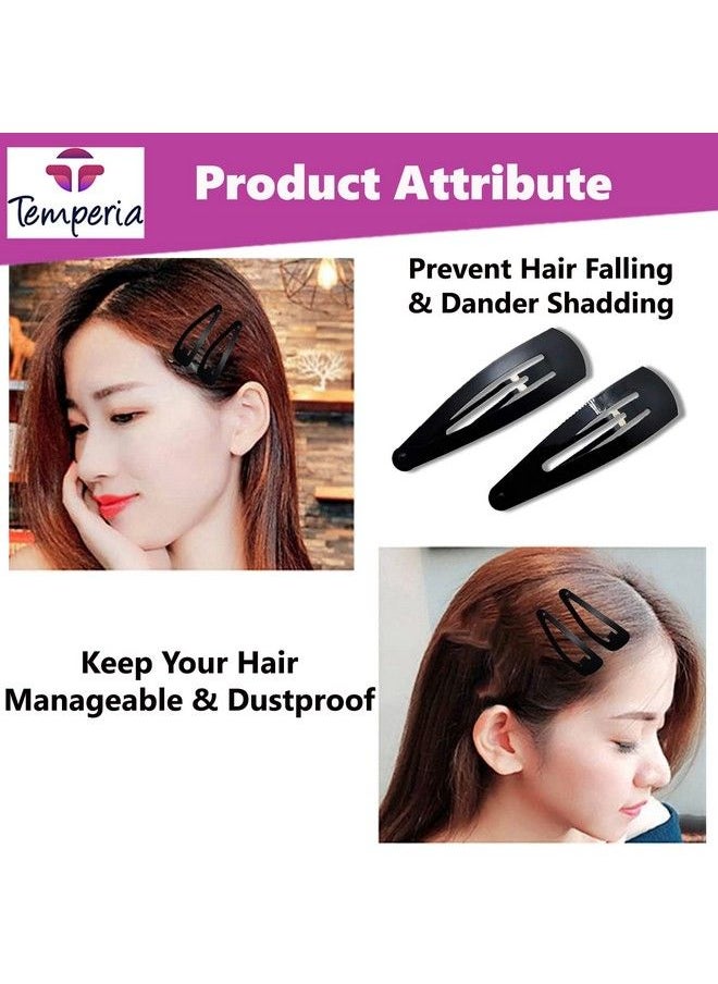 Temperia - Tic Tac Hair Clips For Girls (Pack Of 36Pcs) (5Cm) (Matte Black) Tik Tak Pins For Women - Image 1