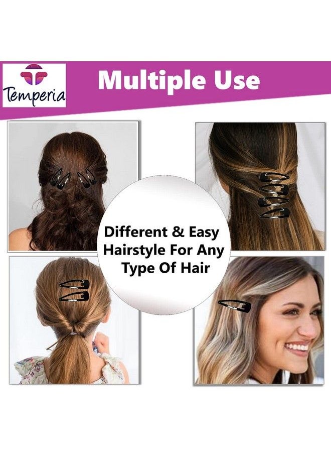 Temperia - Tic Tac Hair Clips For Girls (Pack Of 36Pcs) (5Cm) (Matte Black) Tik Tak Pins For Women - Image 1