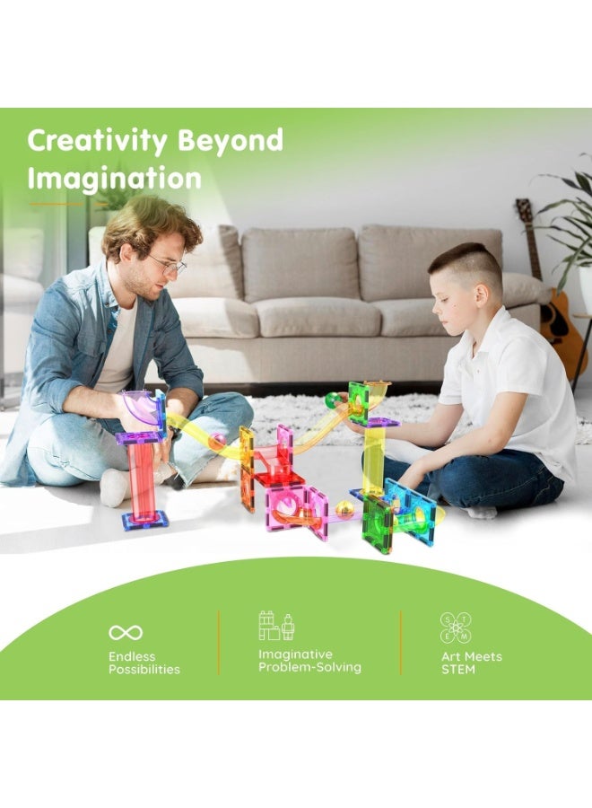 PicassoTiles بيكاسو تايلز مسار الرخام المغناطيسي 40 قطعة | بلاط مغناطيسي | كتل بناء | مجموعة ألعاب تعليمية | مجموعة بناء لتطوير عقل الطفل - Image 5