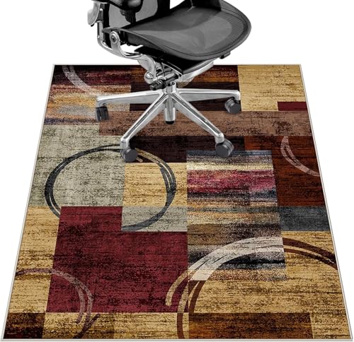Lreedy Office Chair Mat for Hardwood FloorTile Floor36X 48 Heavy Duty Desk Chair Mat for Hard FloorsUnder Desk Rug for Rolling Computer ChairAnti SlipLow Pile Carpet FloorGeo Multi - Image 1