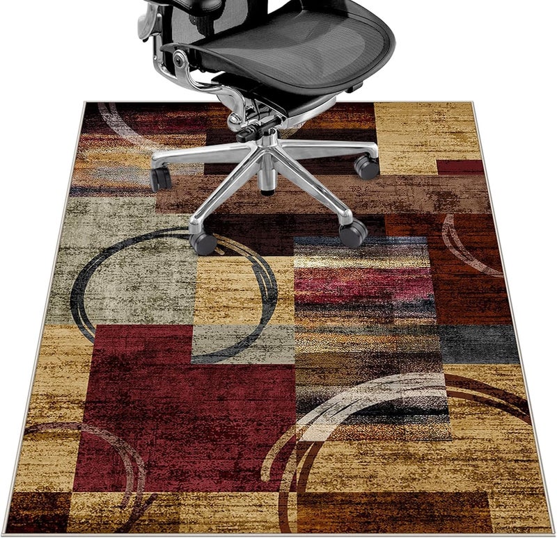 Lreedy Office Chair Mat for Hardwood FloorTile Floor36X 48 Heavy Duty Desk Chair Mat for Hard FloorsUnder Desk Rug for Rolling Computer ChairAnti SlipLow Pile Carpet FloorGeo Multi - Image 2
